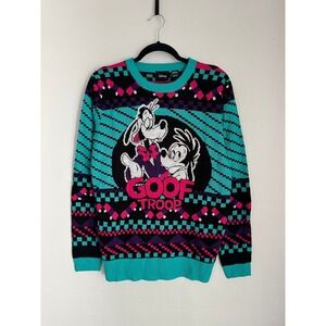 Disney Goof Troop Crewneck Sweater - Teal, Black, Pink